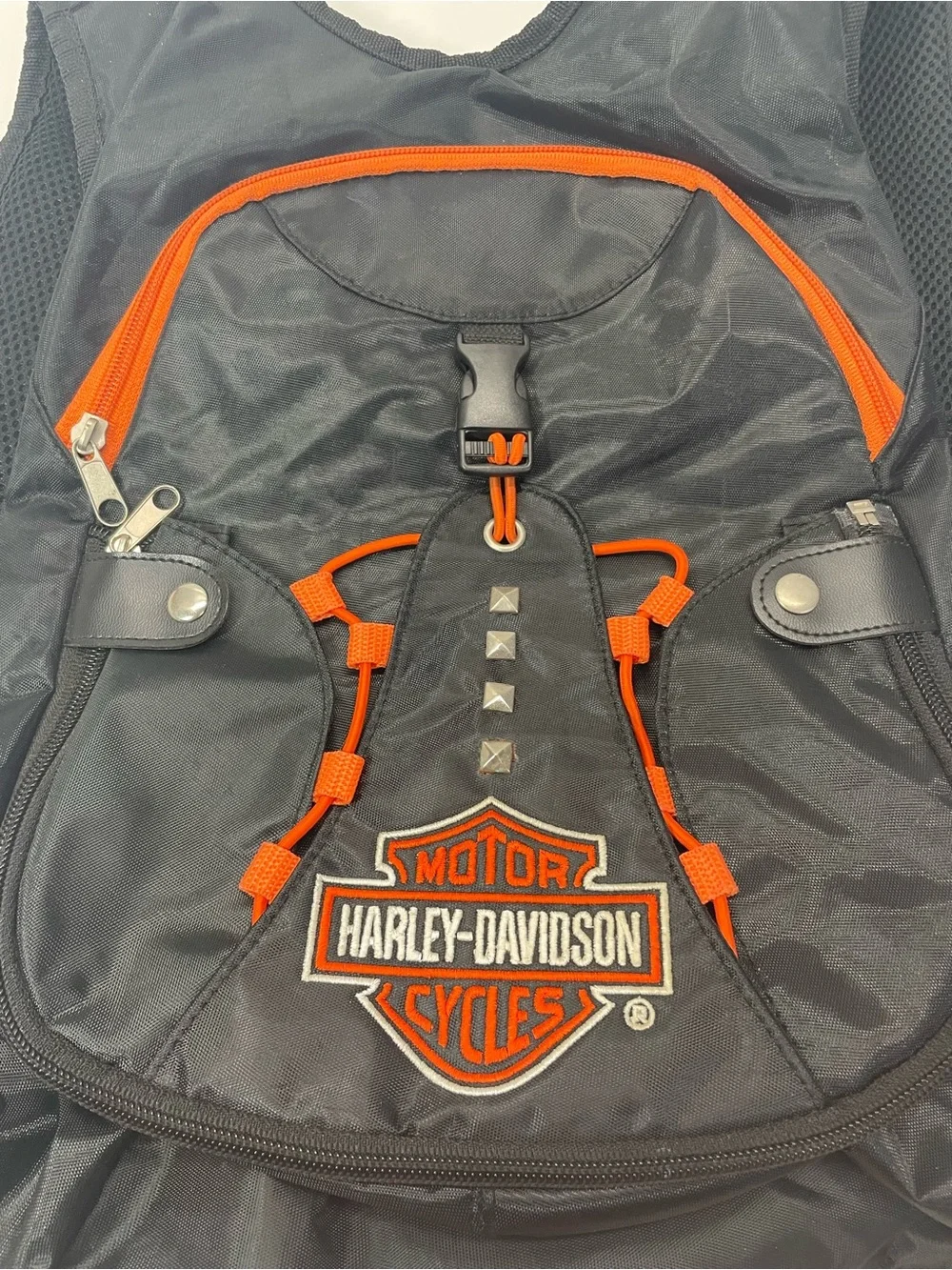 Harley Davidson Bar & Shield Patch Logo Studded backpack padded back